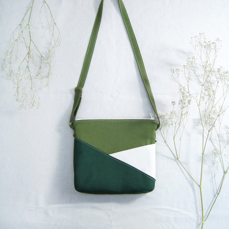 手作拼色肩背斜背小綠包 - 抹茶綠