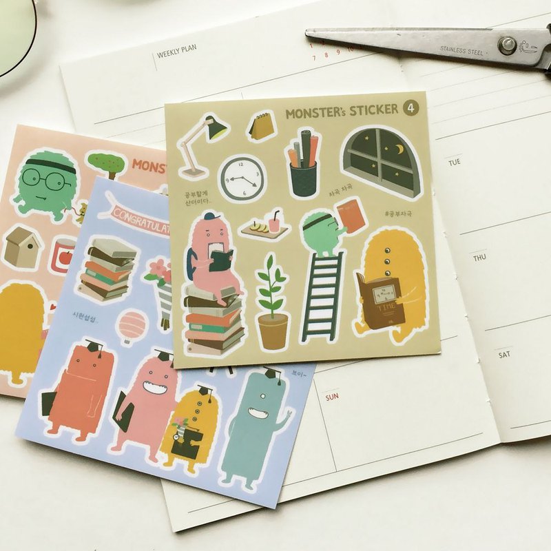 ●無刀模線自剪貼紙 ●一組同款四大張入 ●不受限制自行剪裁貼紙 ●PET半透明材質不遮底色