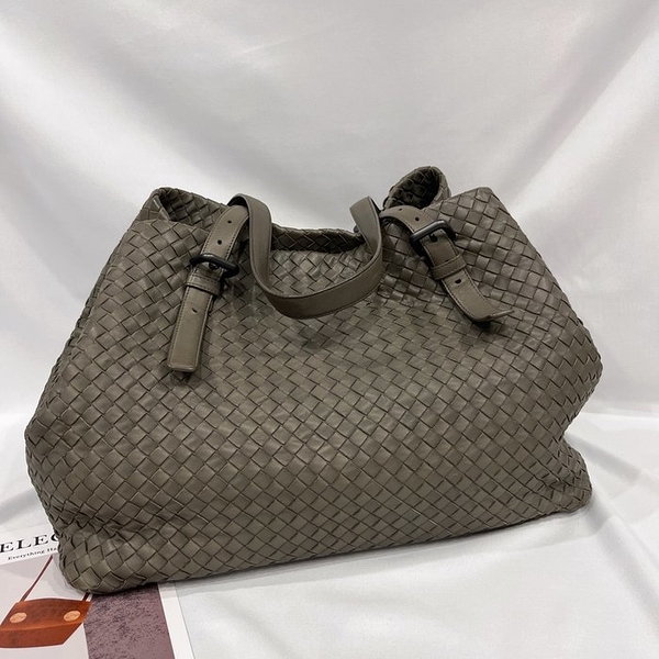 【哈極品】二手品《Bottega Veneta BV 鐵灰色全皮經典編織卡巴斯 雙肩 購物包/托特包/肩背包 》