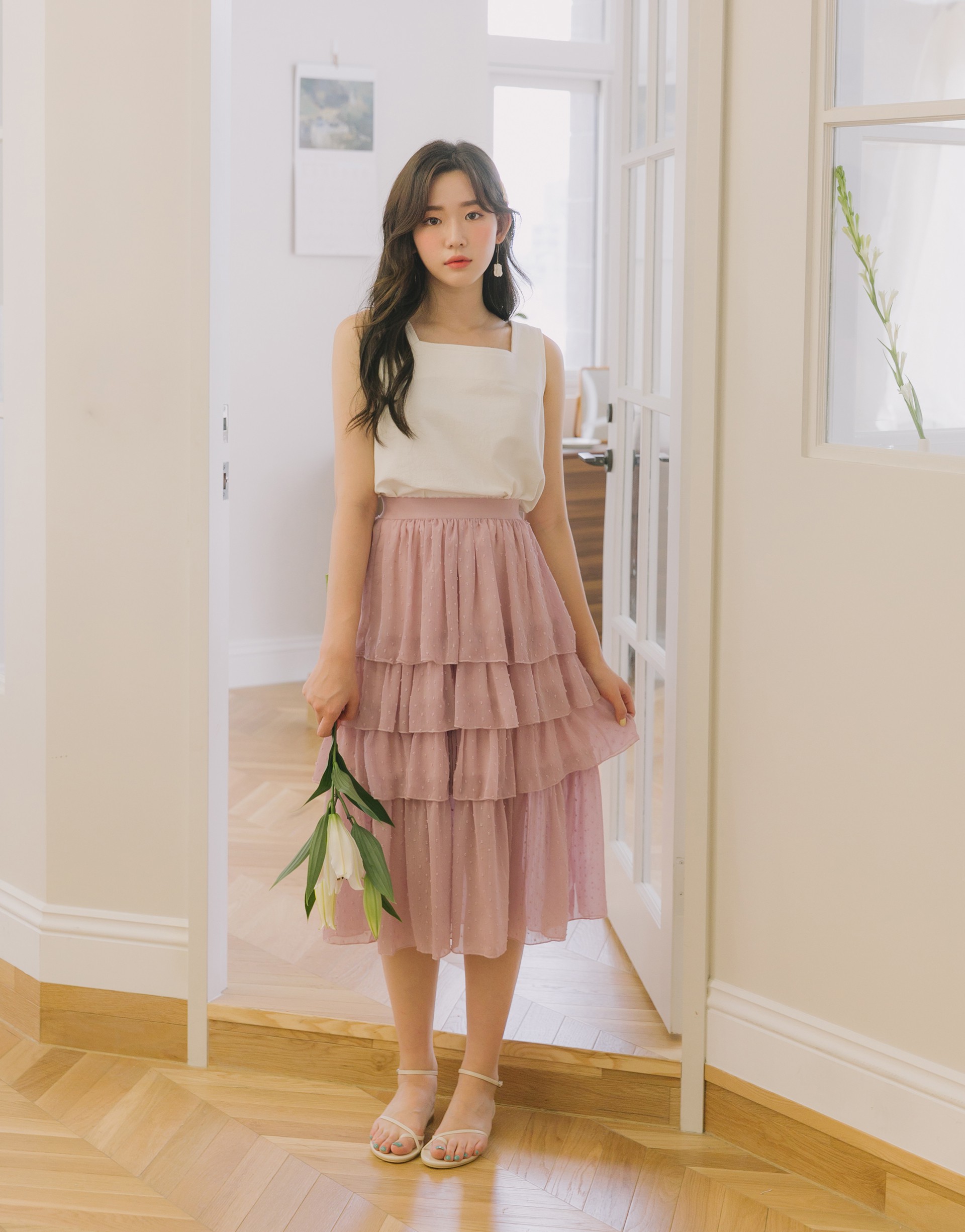 腰圍鬆緊/有內裡/兩側下擺開衩