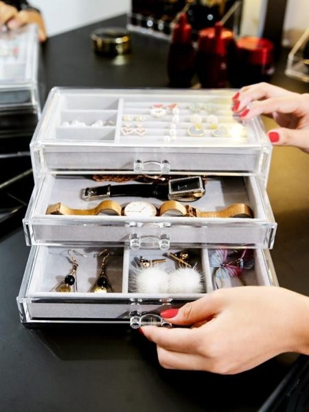 整理首飾收納盒透明飾品耳環戒指首飾架多格公主首飾盒帶蓋珠寶箱 沸點奇跡