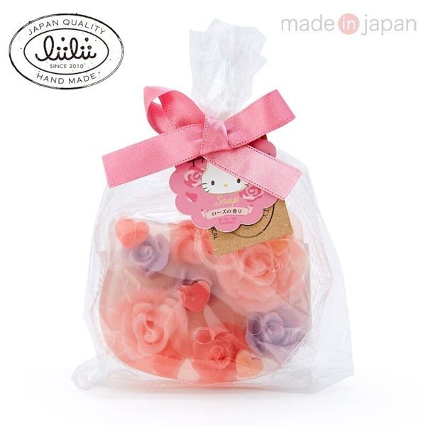 〔小禮堂〕Hello Kitty x LiiLii 手工香皂 日製造型花草肥皂《桃》60g.手工皂.洗臉皂.玫瑰皂 4901610-73886