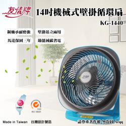 ◎大馬達低能耗，省電、省荷包|◎五片葉面風力集中風速強|◎三段式旋轉開關操作簡單商品名稱:友情牌14吋機械式壁掛循環扇KG-1440品牌:友情牌型號:KG-1440種類:空氣循環扇風段:3段風扇葉數: