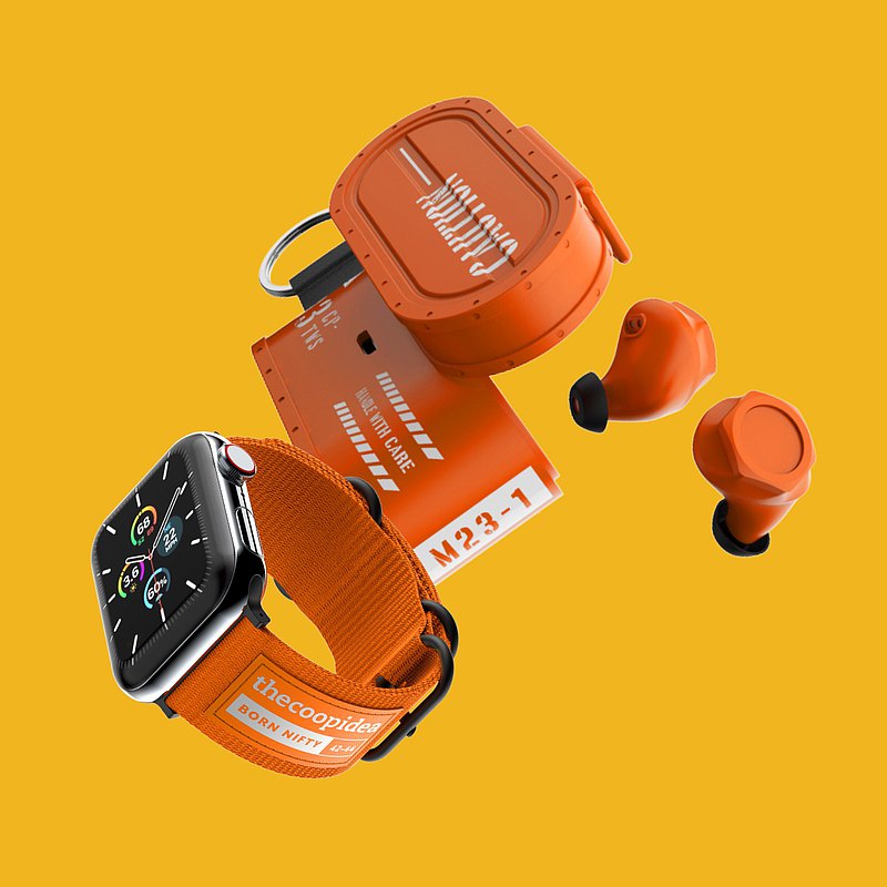 ※ 購買 CARGO 隨即送上 BELT 錶帶 ※ ● 設計以時尚軍事配搭 ● 充電收納盒用上全金屬包圍外殼 ● 耳機會自動連接手機 ● 單機耳僅5克 ● 配備藍芽 5.0 連接 ● 耳機提供 5小時