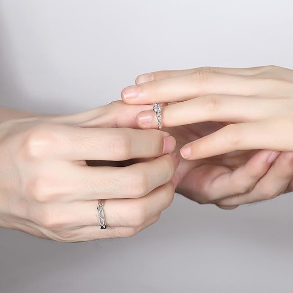 戒指情侶戒指純銀一對對戒情侶設計結婚開口可調節紀念