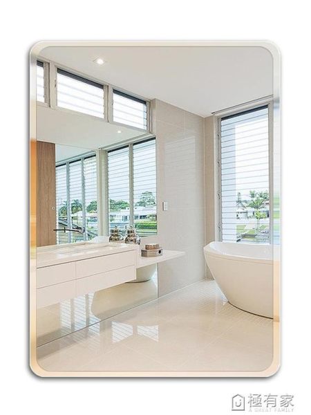 浴室鏡子免打孔無框洗手間衛浴鏡衛生間鏡壁掛鏡子貼牆化妝鏡黏貼 『極有家』