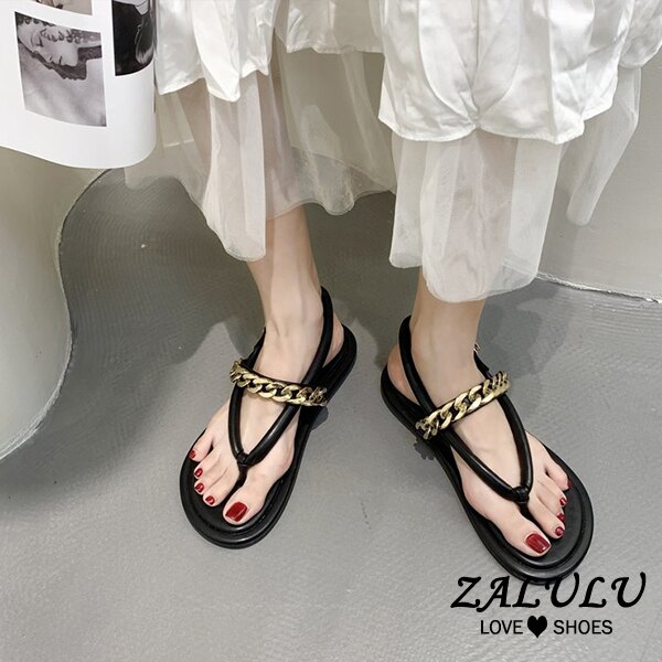 10EE561 預購 帥氣練挑夾角平底涼鞋-3色-35-39【ZALULU愛鞋館】