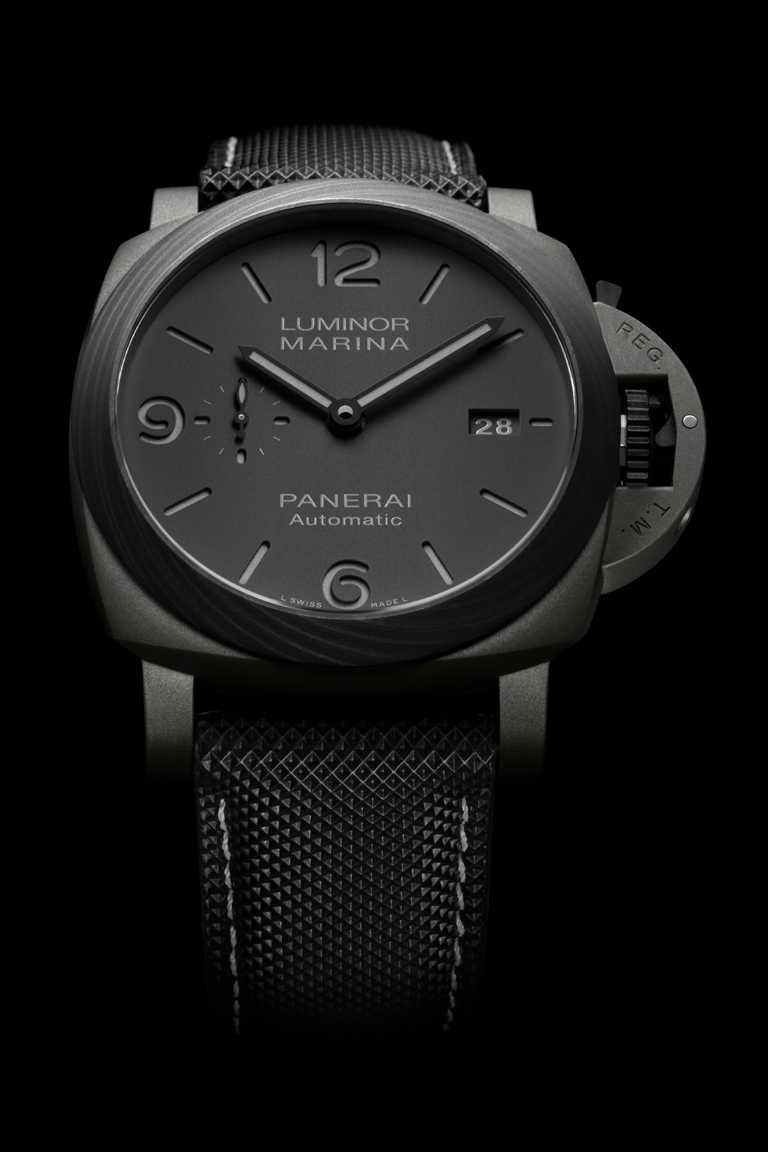 PANERAI「LUMINOR MARINA DMLS」鈦金屬腕錶，Goldtech鈦金屬錶殼，錶徑44mm╱473,000元。（圖╱PANERAI提供）