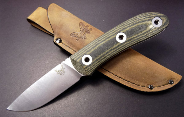 2018 Benchmade Mel Pardue Hunter棕綠黑電木柄小獵刀 -#BENCH 15400