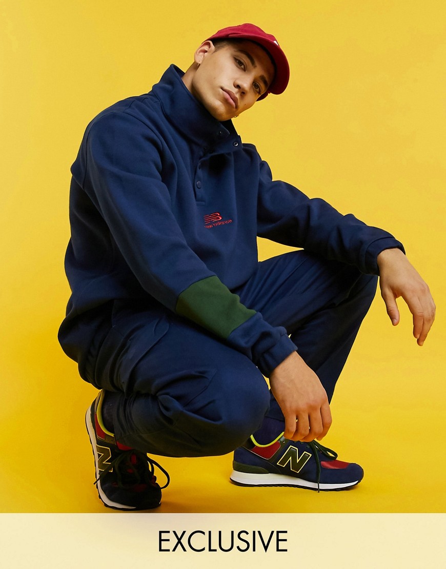 Sweatshirt by New Balance For the rotation Funnel neck Partial press-stud placket Drop shoulders Emb