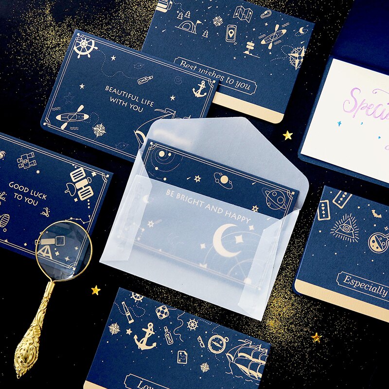 創意宇航員太空人燙金賀卡DIY唯美精致硫酸紙情人節禮物禮品卡片