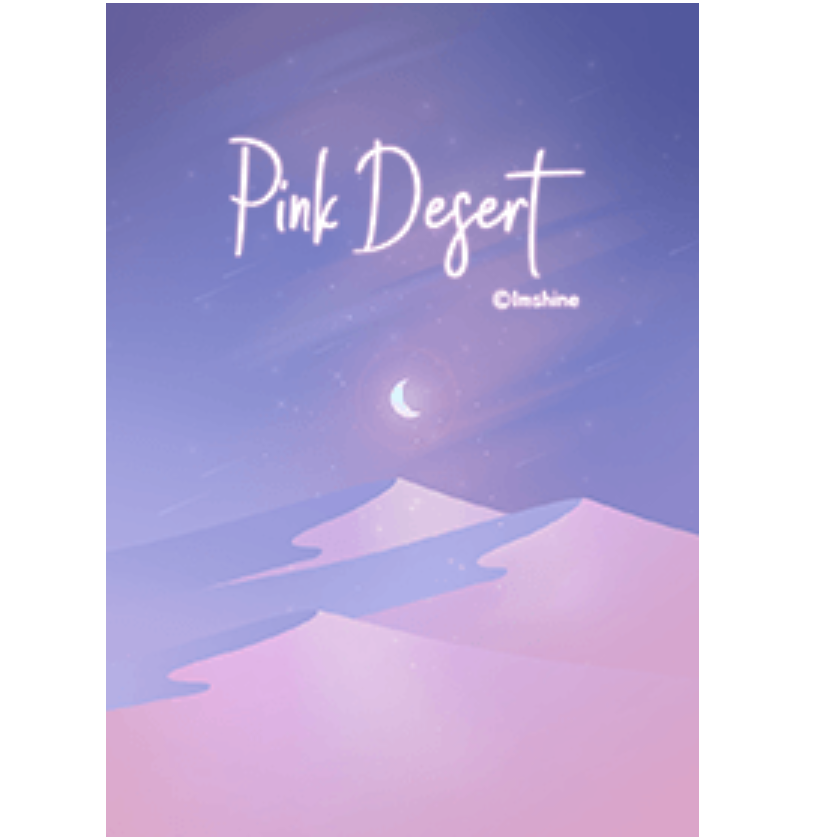 Pink purple desert with moon & star