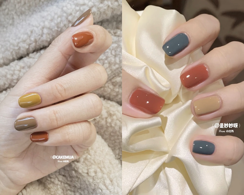 莫蘭迪色美甲Ｘ撞色