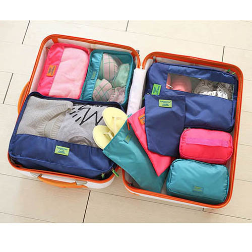 特點： ◎ 加厚設計，耐用帆布材質 ◎ 內層防潑水材質，更能保護您的衣物 ◎ 七種款式收納袋，大容量，收納更多 ◎ 加厚設計，耐用帆布材質，內層防潑水材質，更能保護您的衣物 ◎ 七種款式收納袋，大容量