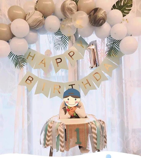 寶寶生日布置百天一周歲氣球套餐兒童男孩女孩主題背景墻場景裝飾