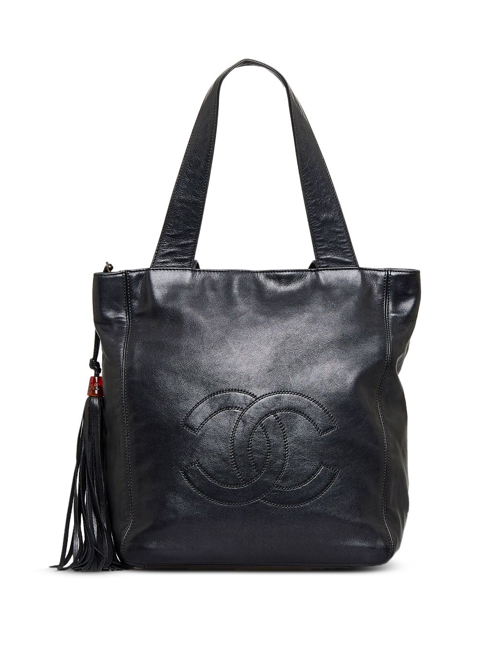 CHANEL Pre-Owned - 1996-1997 CC stitch tote bag - women - Lambskin - One Size - Black