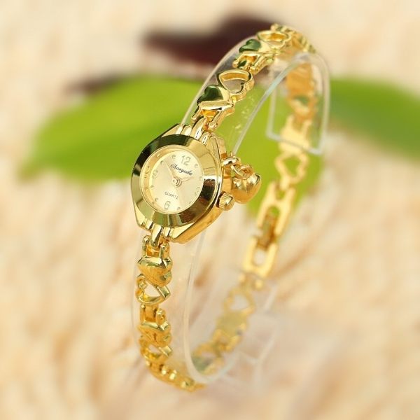 女錶 小手鏈表百搭手錶電鍍金色休閑腕表石英戶外 生日禮物