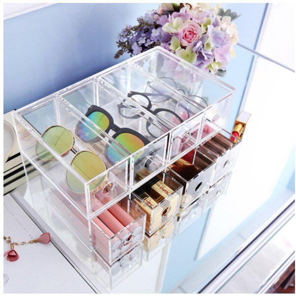 公仔收納 眼鏡收納 彩妝收納 壓克力收納盒 化妝品收納櫃 多功能收納架 刷具收納盒 指甲油氣墊粉餅保養品粉撲口紅眼影收納