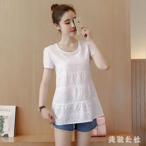 2019夏季韓版新款短袖棉麻寬鬆亞麻棉上衣大碼半袖打底衫中長款T恤女夏 aj16029【美鞋公社】