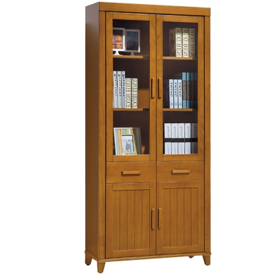 品家居 樂活 2.8尺實木中抽書櫃