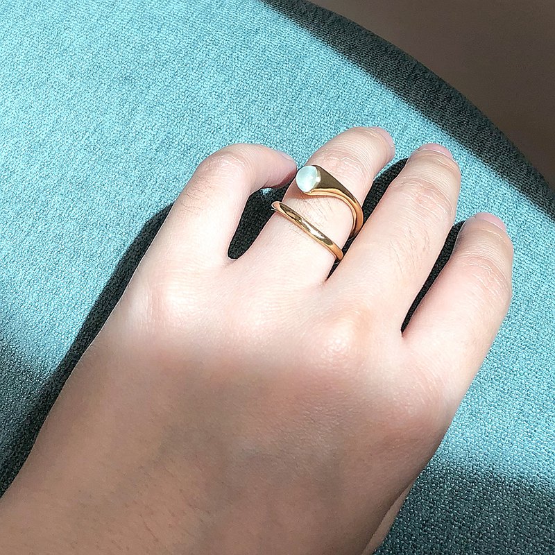 (Gift Box) Curling Monet Ring | Gold ring | MilkyAquamarine