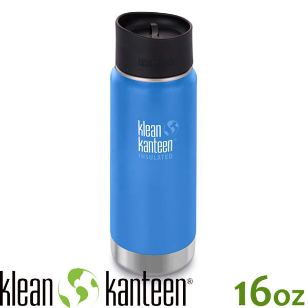 【KLEAN KANTEEN 美國 16盎司KK環形寬口保溫鋼瓶(54mm)《海空藍》】K16VWPCC/保溫瓶★贈水壺套