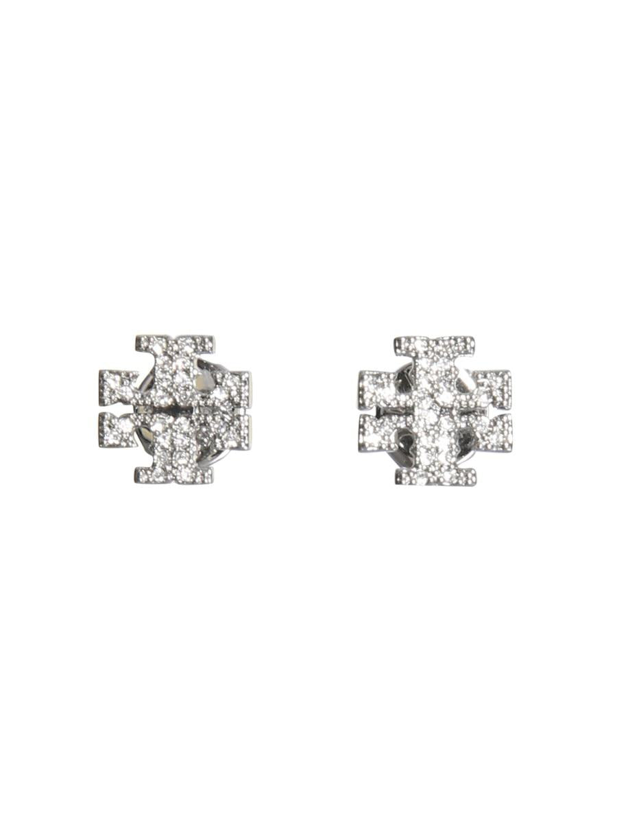 TORY BURCH CRYSTAL LOGO EARRINGS