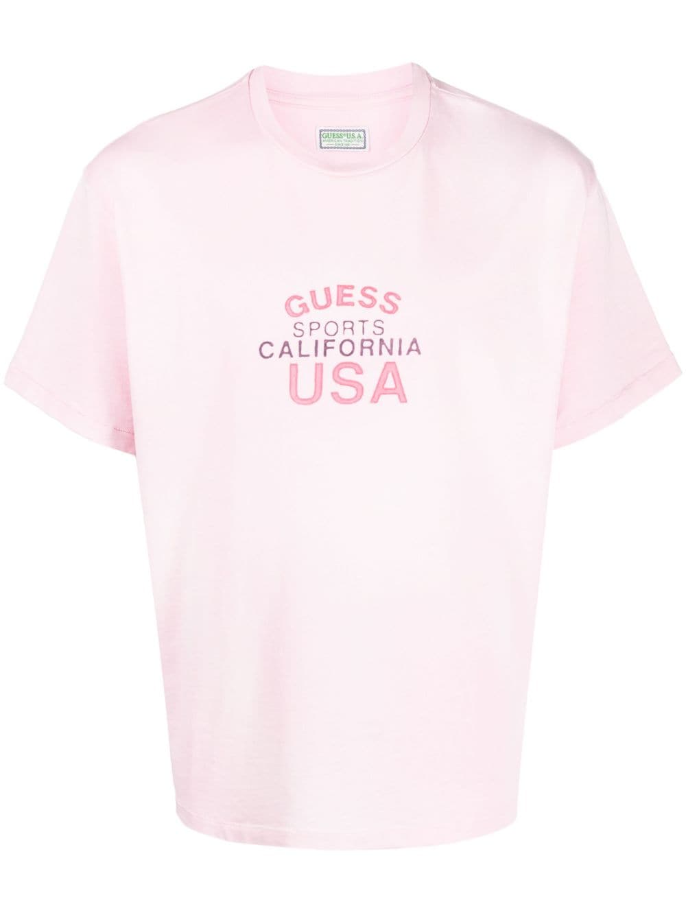 GUESS USA - logo-print cotton T-shirt - men - Cotton - XL - Pink