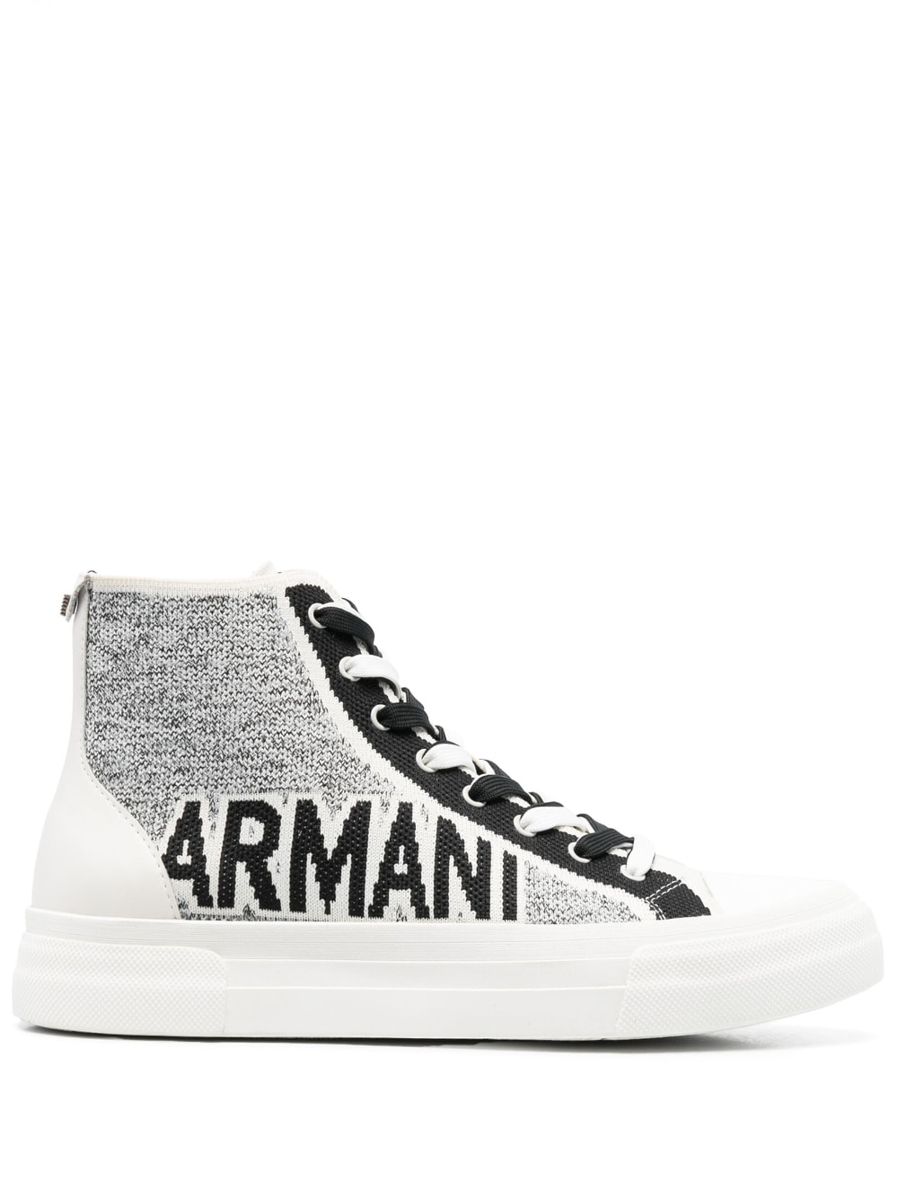 Emporio Armani - intarsia-knit high-top sneakers - men - Polyamide/Recycled PolyesterRubber/Recycled Polyester - 10 - White