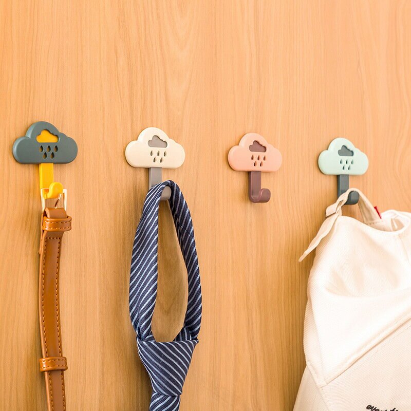 免打孔雙層雨滴衣帽雜物鉤雲朵掛鉤強力簡約無痕黏膠門後收納掛鉤