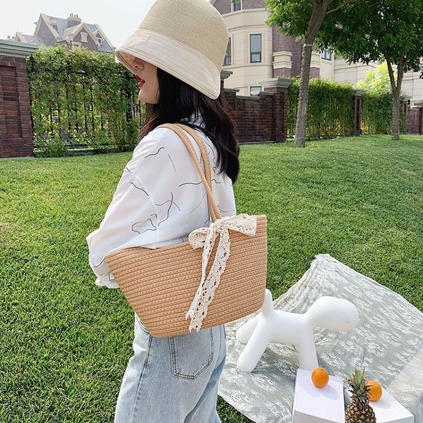 夏季洋氣草編包包女2023新款潮時尚洋氣手提編織包休閒渡假大容量