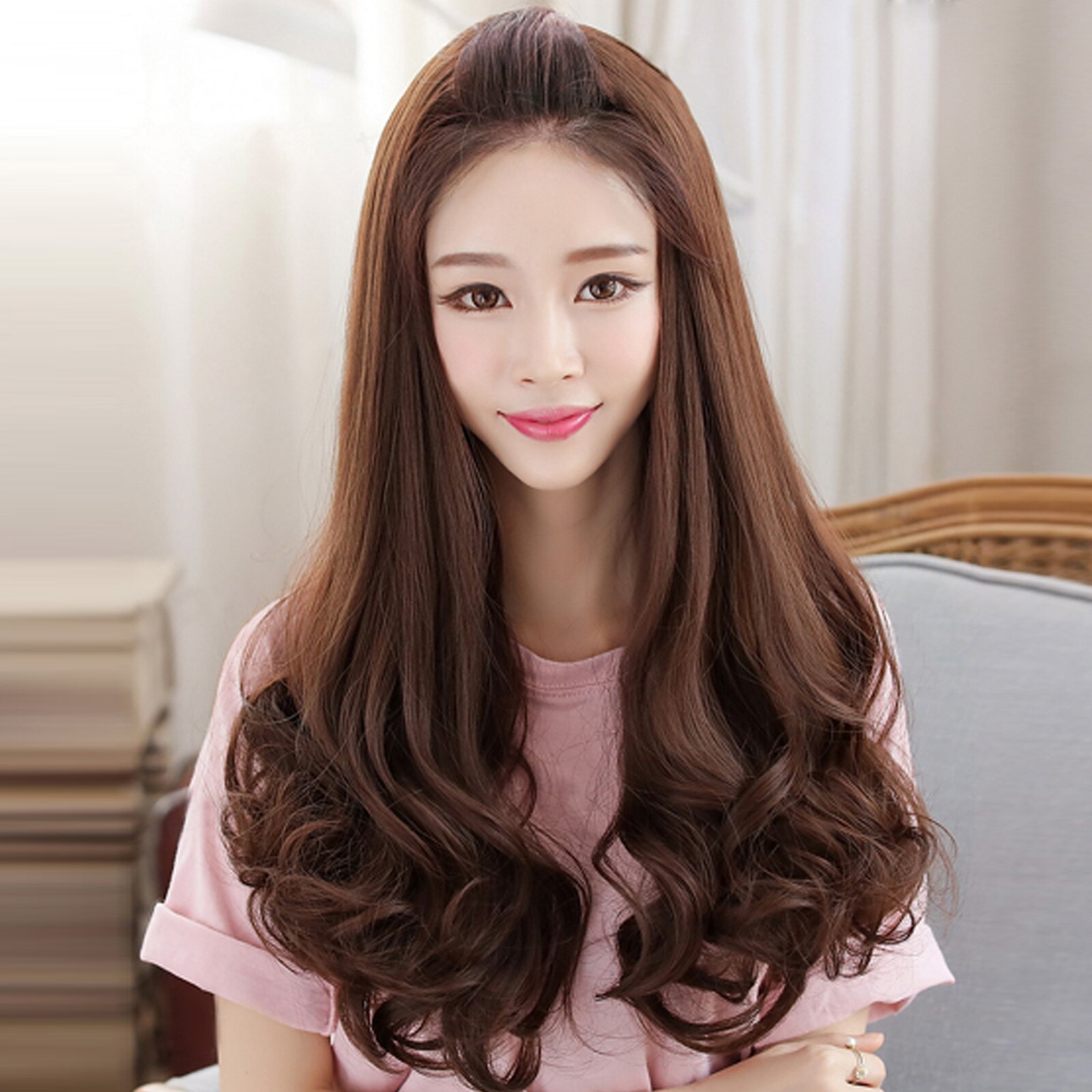 韓系蓬鬆浪漫大捲長髮【MW301】高仿真半罩式假髮☆雙兒網☆