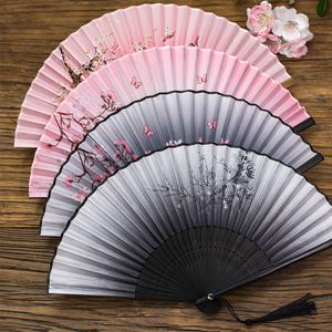 扇子 扇子折扇中國風古風女日式小複古布夏季跳舞舞蹈折疊古典古裝流蘇