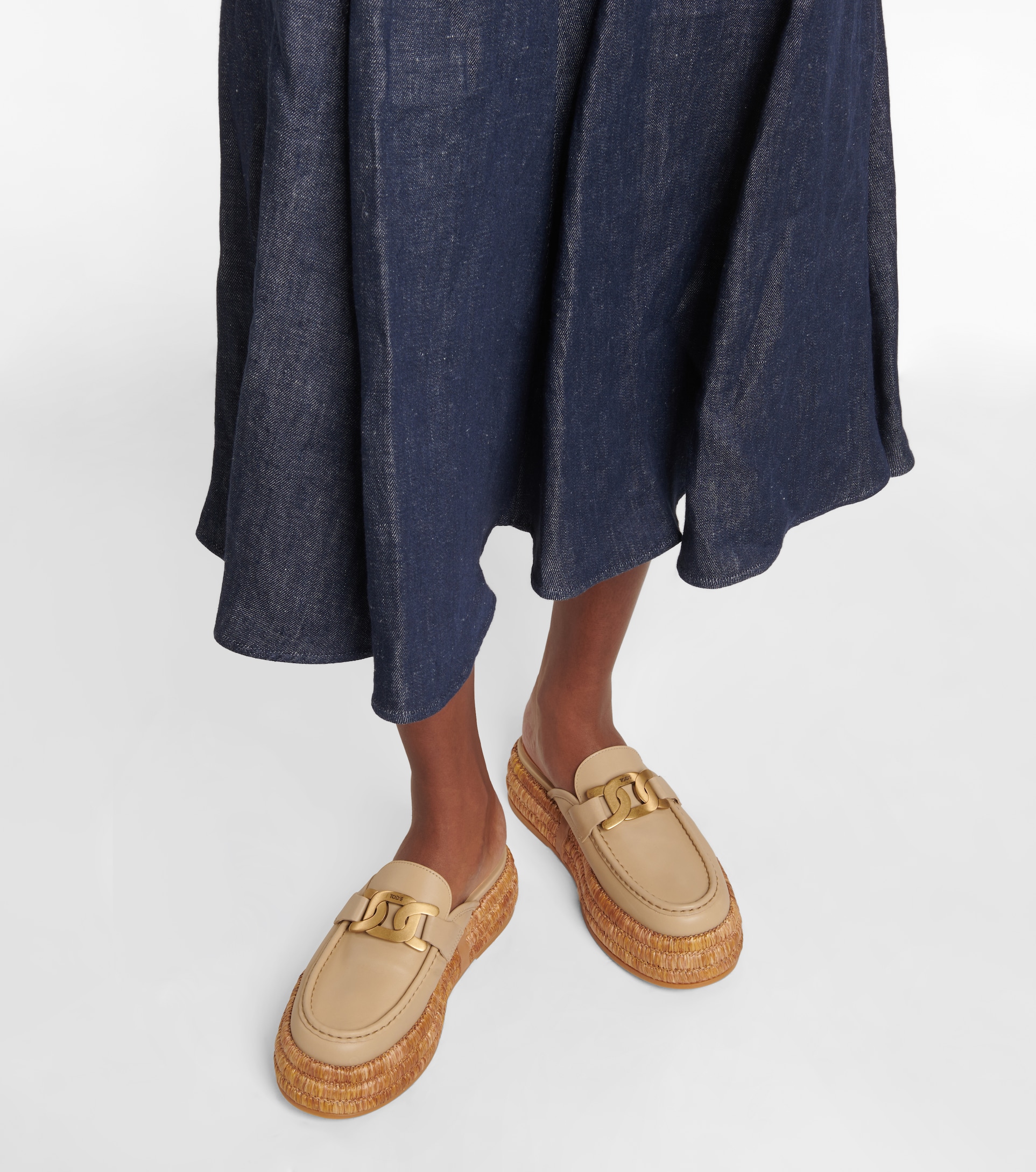 TOD'S Kate leather platform slippers