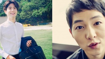 這個畫面太美啦～宋仲基朴寶劍勾肩吃披薩