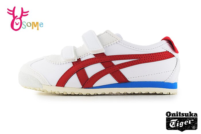 Asics Onitsuka Tiger MEXICO 66 BAJA PS 中童 運動鞋 魔鬼氈 休閒鞋 A9161#白紅◆OSOME奧森鞋業