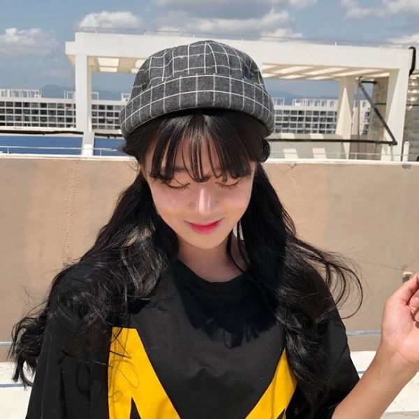 瓜皮帽 帽子女春夏時尚無帽檐棒球帽女士格子貝雷帽地主帽韓版百搭瓜皮帽 維多原創　免運