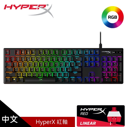 簡約外型，搭載 HyperX 自製機械鍵軸品名 / 規格：【HyperX】Alloy Origins 機械式電競鍵盤 (HyperX 紅軸/中文)特色：HyperX 機械鍵軸特色：航太級全鋁合金結構特