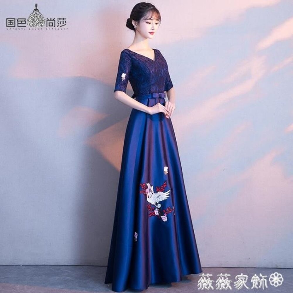 晚禮服 宴會晚禮服 高貴優雅長款 名媛聚會長裙女 MKS薇薇家飾