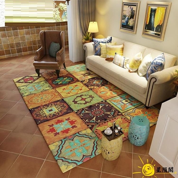 美式鄉村復古地毯歐式客廳地毯簡約沙發茶幾墊臥室滿鋪床邊毯定制