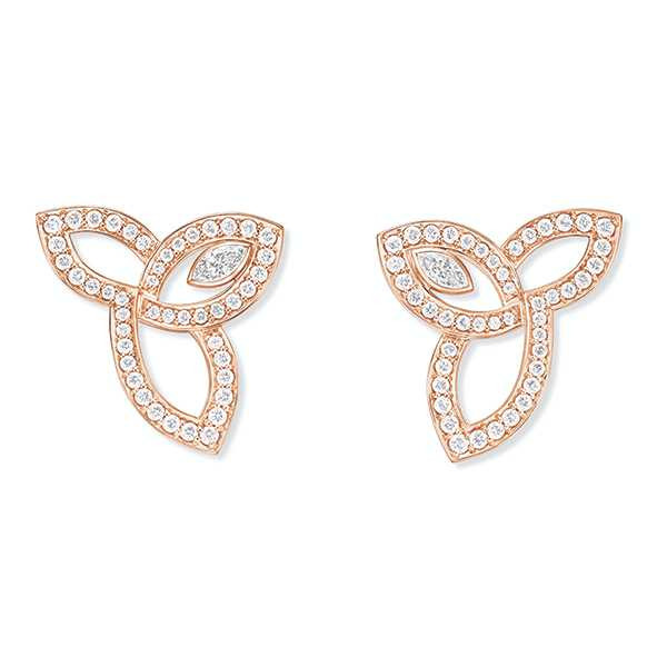 HARRY WINSTON「Lily Cluster系列」玫瑰金鑽石耳環╱295,000元（圖╱HARRY WINSTON提供）