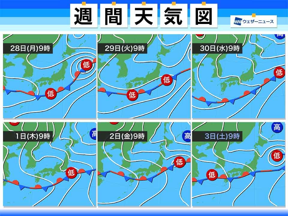 週間天気 梅雨空続く 7月に入ると前線は北上傾向