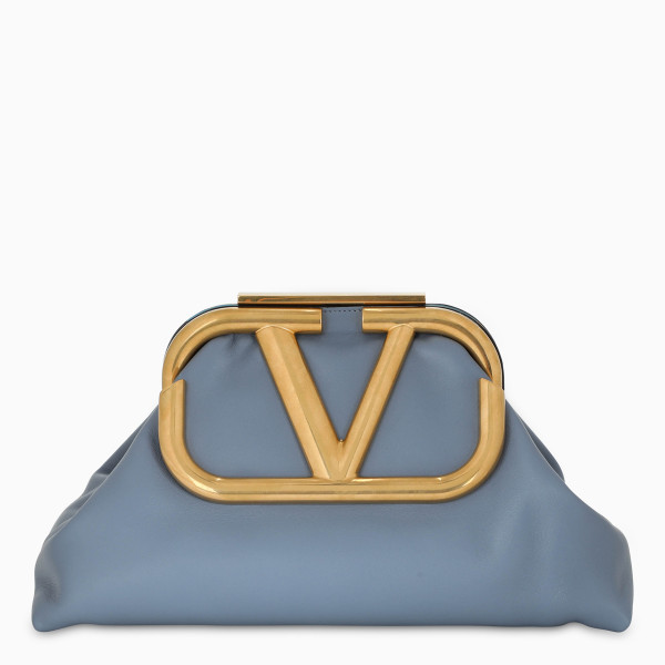 Valentino Garavani Light-blue oversize Supervee clutch