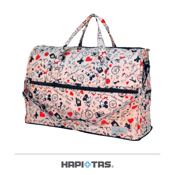 HAPI+TAS mickey 米奇摺疊收納袋/旅行袋-H0002(小) MK19 米色派對米奇