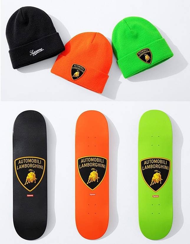 supreme  lamborghini skateboard lime