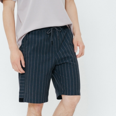 H:CONNECT 韓國品牌 男裝-側拼接條紋鬆緊短褲-藍