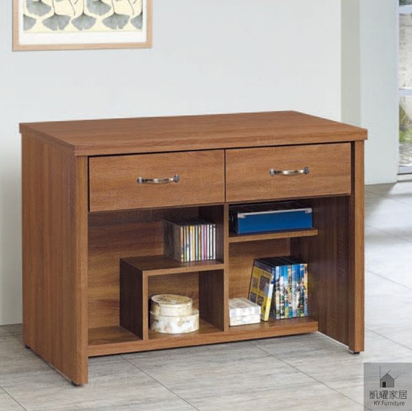 《凱耀家居》柚木3.2尺二抽書桌(下座) 110-566-9