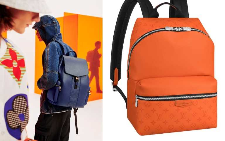 （左） LOUIS VUITTON Taigarama Outdoor Backpack/109,000元。（右） Discovery BackpackTaigarama Vulcano男士手袋／77,500元（圖／品牌提供）