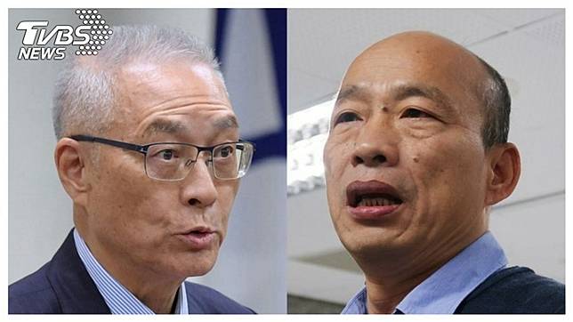 國民黨歷經不分區之亂，15日召開臨時中常會調整了不分區排名，黨主席吳敦義(左)退到了第14名，右為國民黨總統參選人韓國瑜。      圖／中央社 
