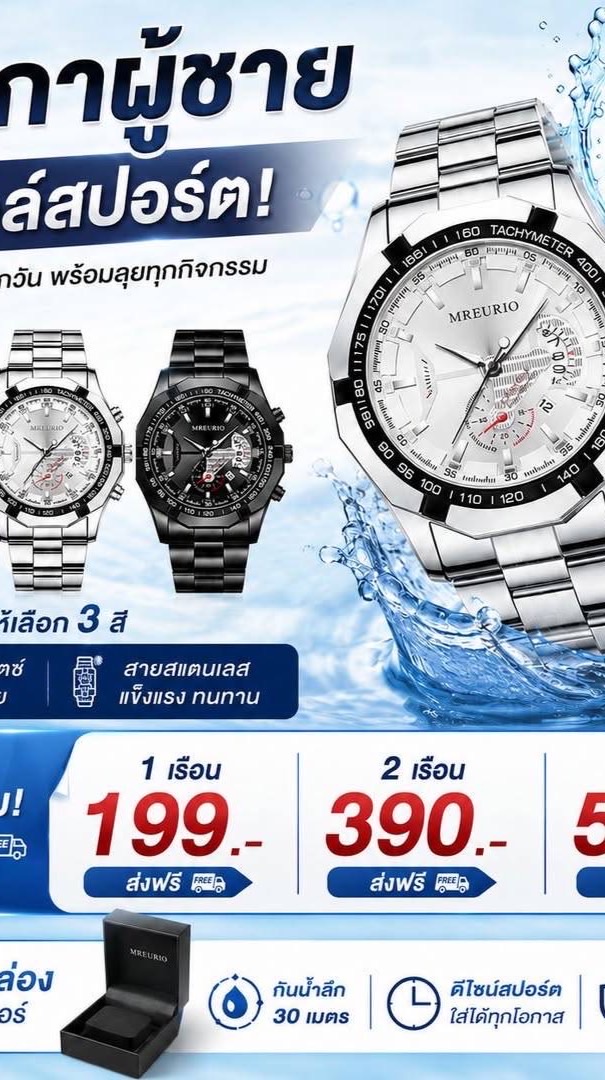🟥💜 (Z52)  - แพร Shop - นาฬิกาผู้ชาย สไตล์สปอร์